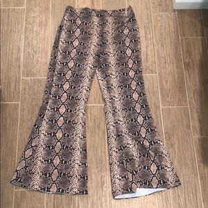 Zara snake skin bell bottom pants